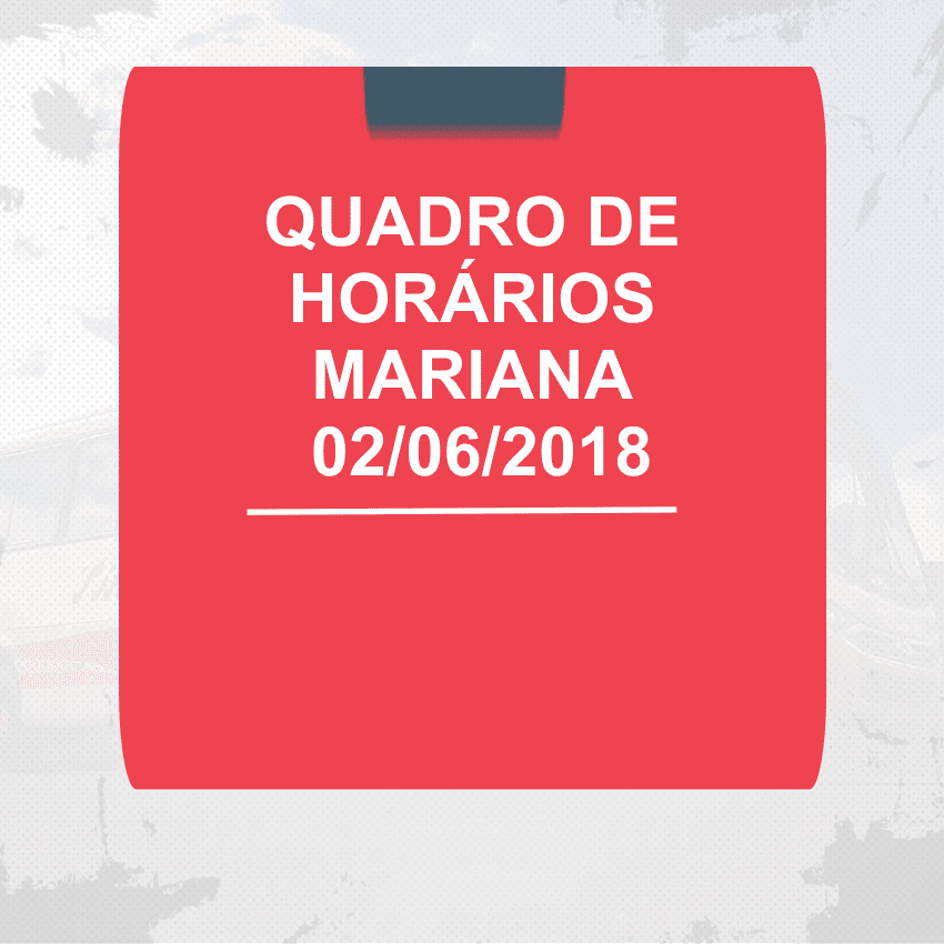 Horários das linhas de Mariana para sábado e domingo 02 e 03/06