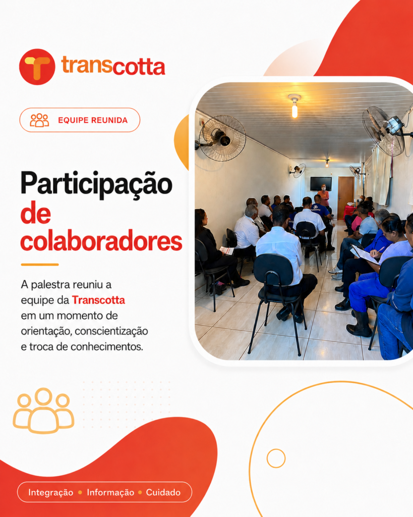 Colaboradores da Transcotta realizam treinamento durante palestra de primeiros socorros.